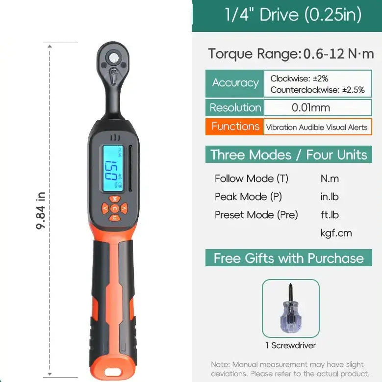 Digital Torque Wrench 1.5–340 N·m (±2% Accuracy) (different models available) - 0.6-12N.m-vibration / Torque Wrench