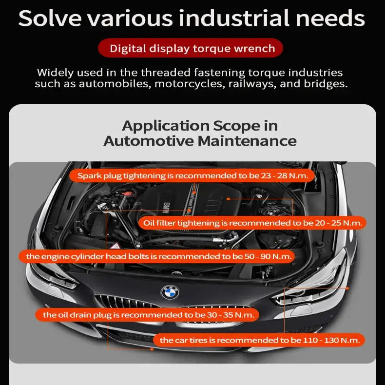 Digital Torque Wrench 1.5–340 N·m (±2% Accuracy) (different models available) - HBC