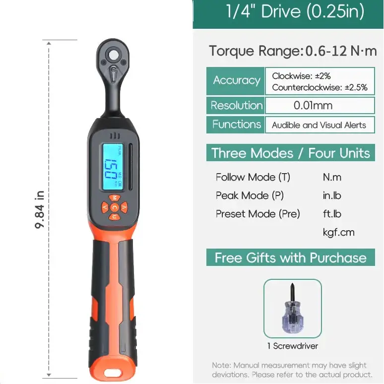 Digital Torque Wrench 1.5–340 N·m (±2% Accuracy) (different models available) - 0.6-12N.m / Torque Wrench - HBC