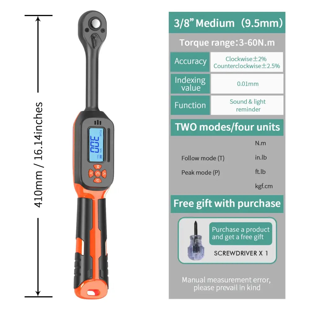 Digital Torque Wrench 1.5–340 N·m (±2% Accuracy) (different models available) - 3-60N.m / Torque Wrench - HBC