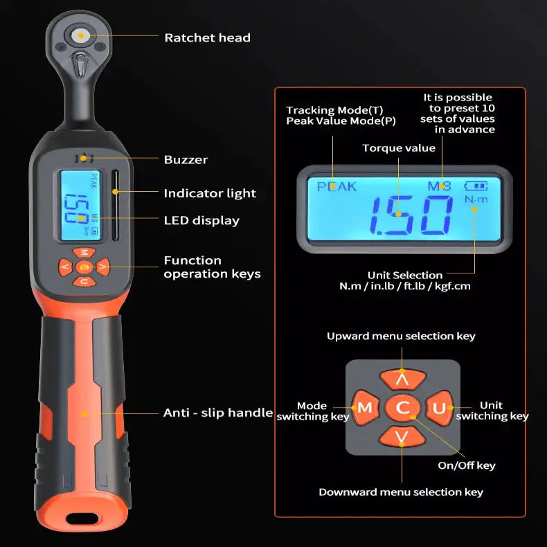 Digital Torque Wrench 1.5–340 N·m (±2% Accuracy) (different models available) - HBC