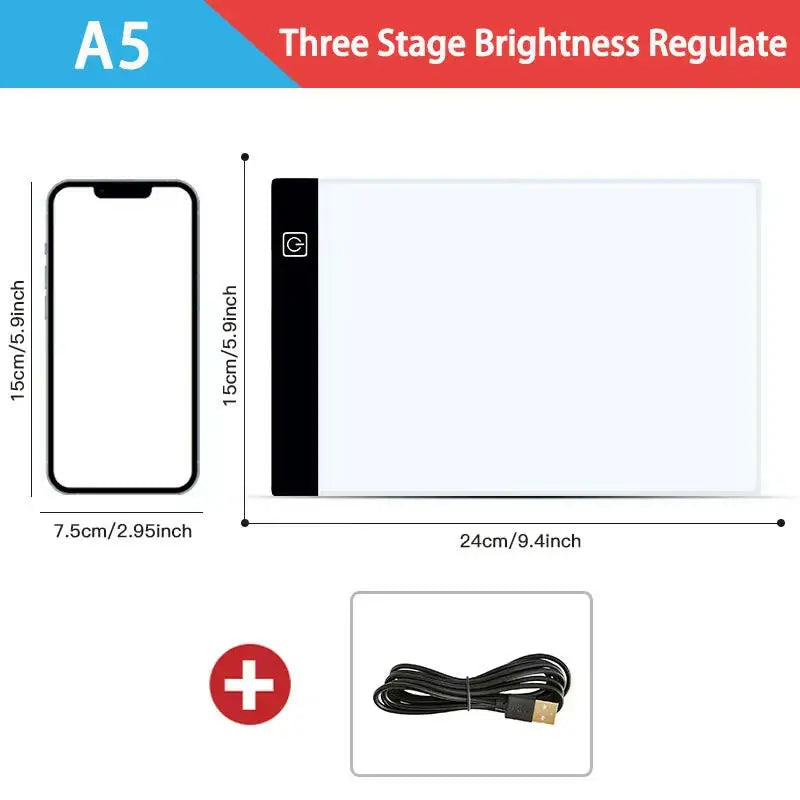 Dimmable LED Drawing and Copy Pad Board for Children - A3/A4/A5 Sizes Educational Creative Gift for Kids - A5