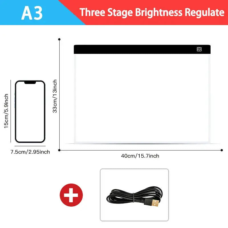 Dimmable LED Drawing and Copy Pad Board for Children - A3/A4/A5 Sizes Educational Creative Gift for Kids - A3