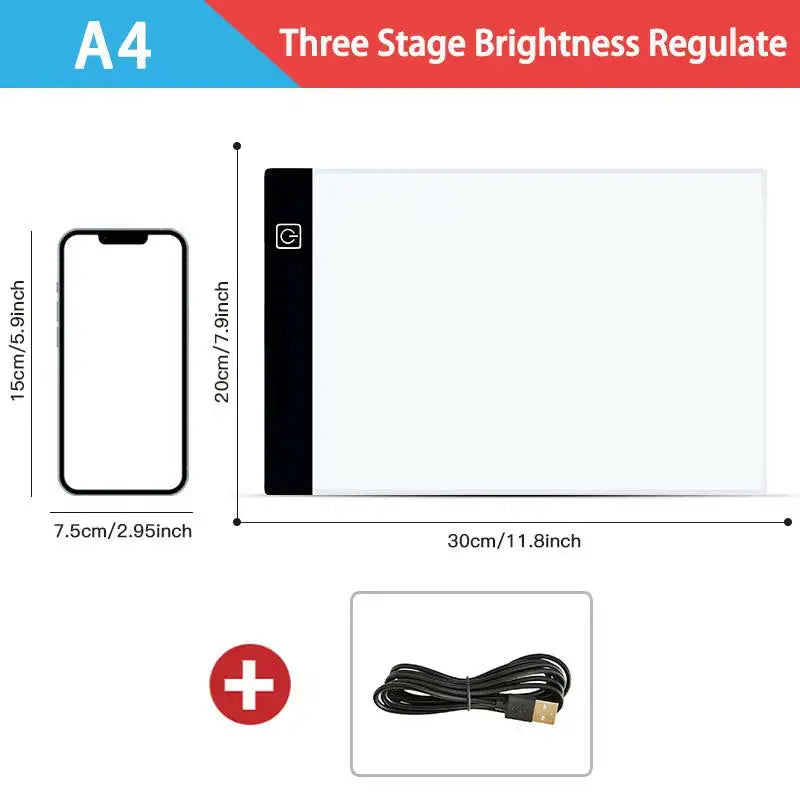 Dimmable LED Drawing and Copy Pad Board for Children - A3/A4/A5 Sizes Educational Creative Gift for Kids - A4