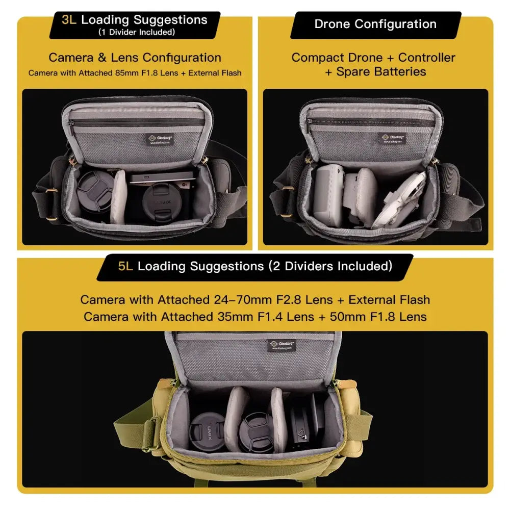 Disekerg Camera Sling Bag 3L/5L Vintage Crossbody Rear Quick‑Access Tripod Strap Luggage Sleeve for DSLR Mirrorless