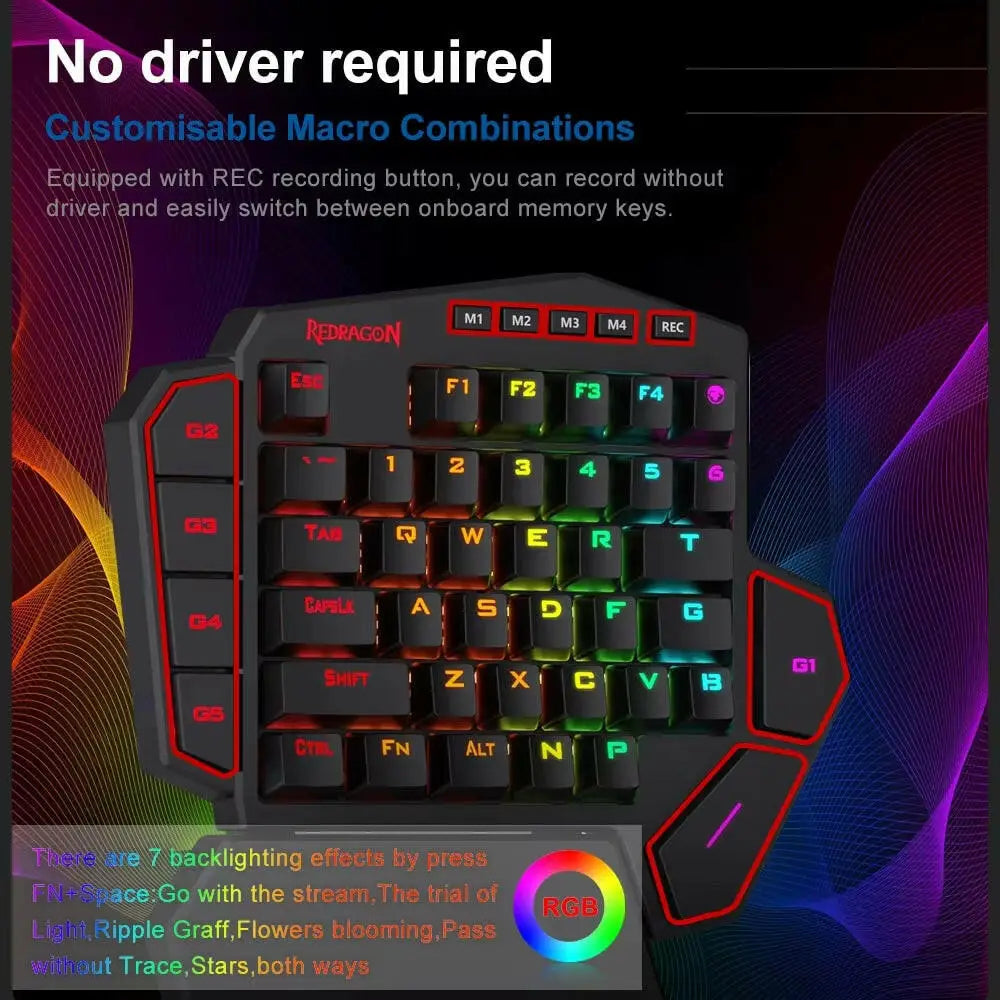 DITI ELITE K585 RGB Wireless One-Handed Mechanical Gaming Keyboard - K585Rgb-Ks / Green Shaft