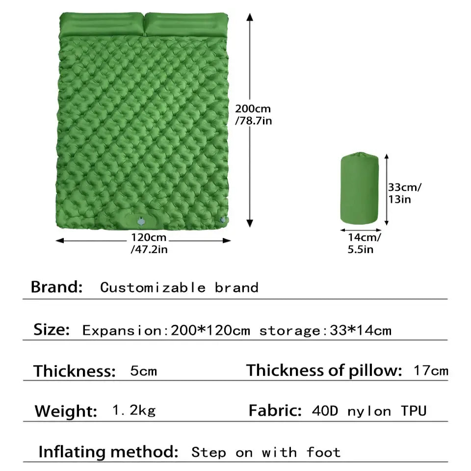 Double Inflatable Camping Mattress (available in 7 colours) - SS