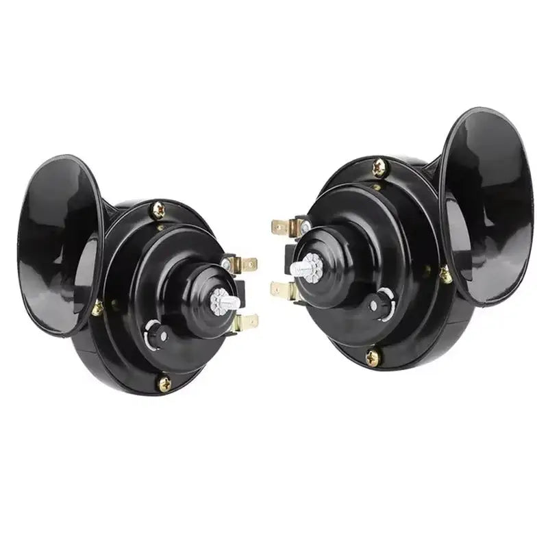Dual Tone Waterproof Electric Air Horn Kit - 2Pcs Black / 24V