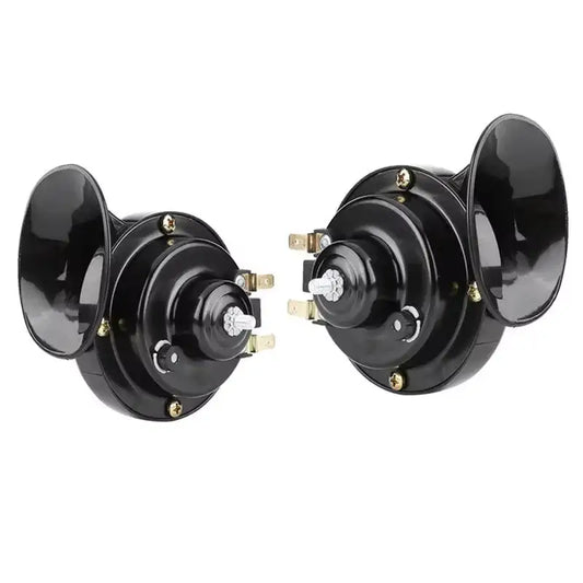 Dual Tone Waterproof Electric Air Horn Kit - 2Pcs Black / 24V