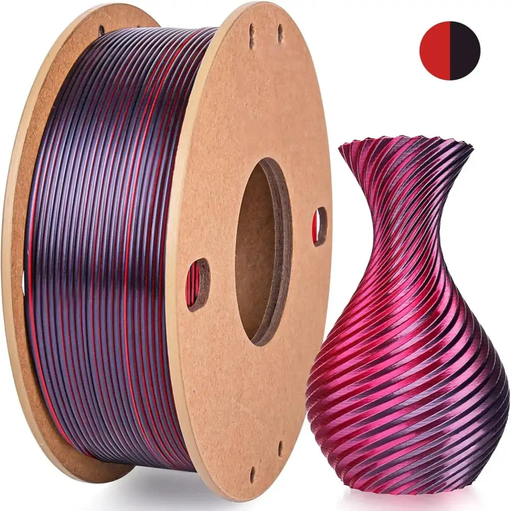 Dual/Tri-Colour Silk PLA 3D Printer Filament 1.75mm (250g) - Black Red / Fillament - SS
