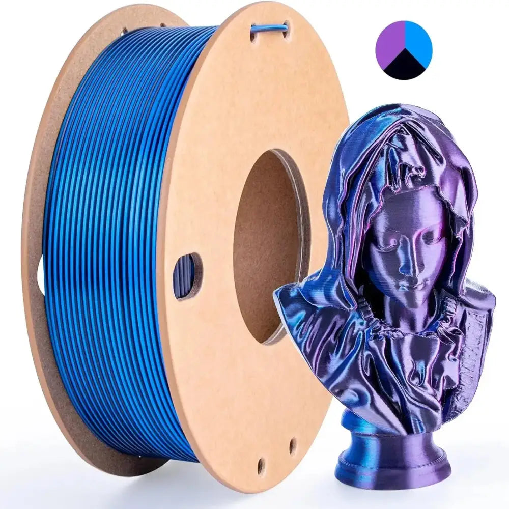Dual/Tri-Colour Silk PLA 3D Printer Filament 1.75mm (250g) - Blue Purple Black / Fillament - SS