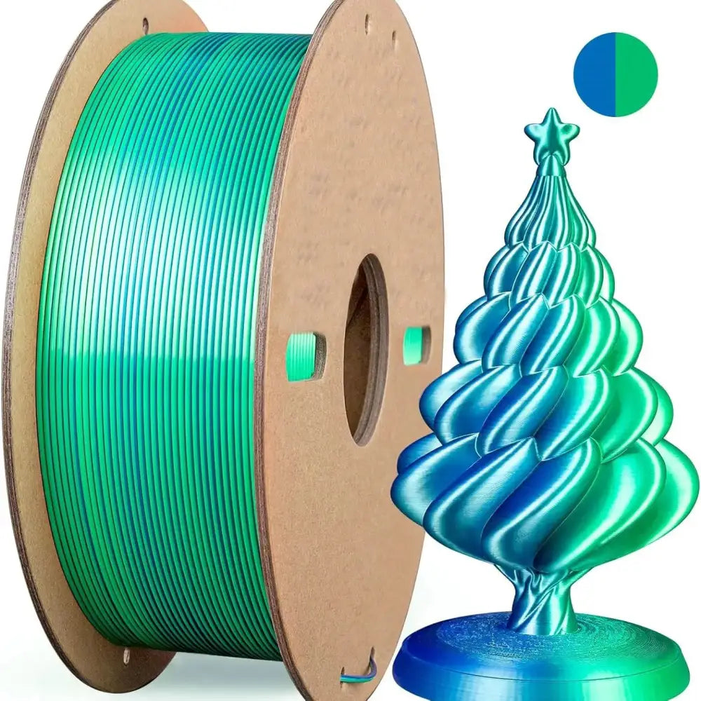 Dual/Tri-Colour Silk PLA 3D Printer Filament 1.75mm (250g) - Dark Blue Green / Fillament - SS
