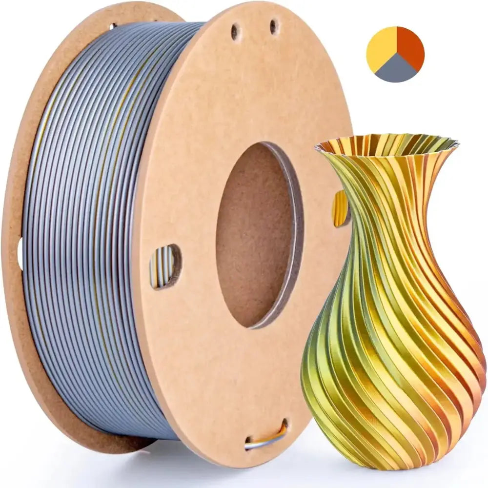Dual/Tri-Colour Silk PLA 3D Printer Filament 1.75mm (250g) - Gold Silver Copper / Fillament - SS