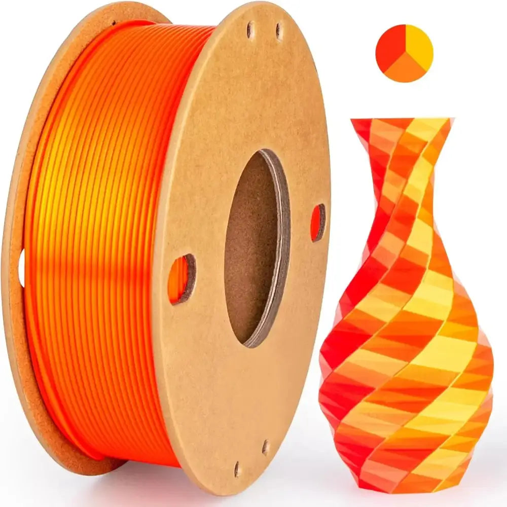 Dual/Tri-Colour Silk PLA 3D Printer Filament 1.75mm (250g) - Gold Red Orange / Fillament - SS