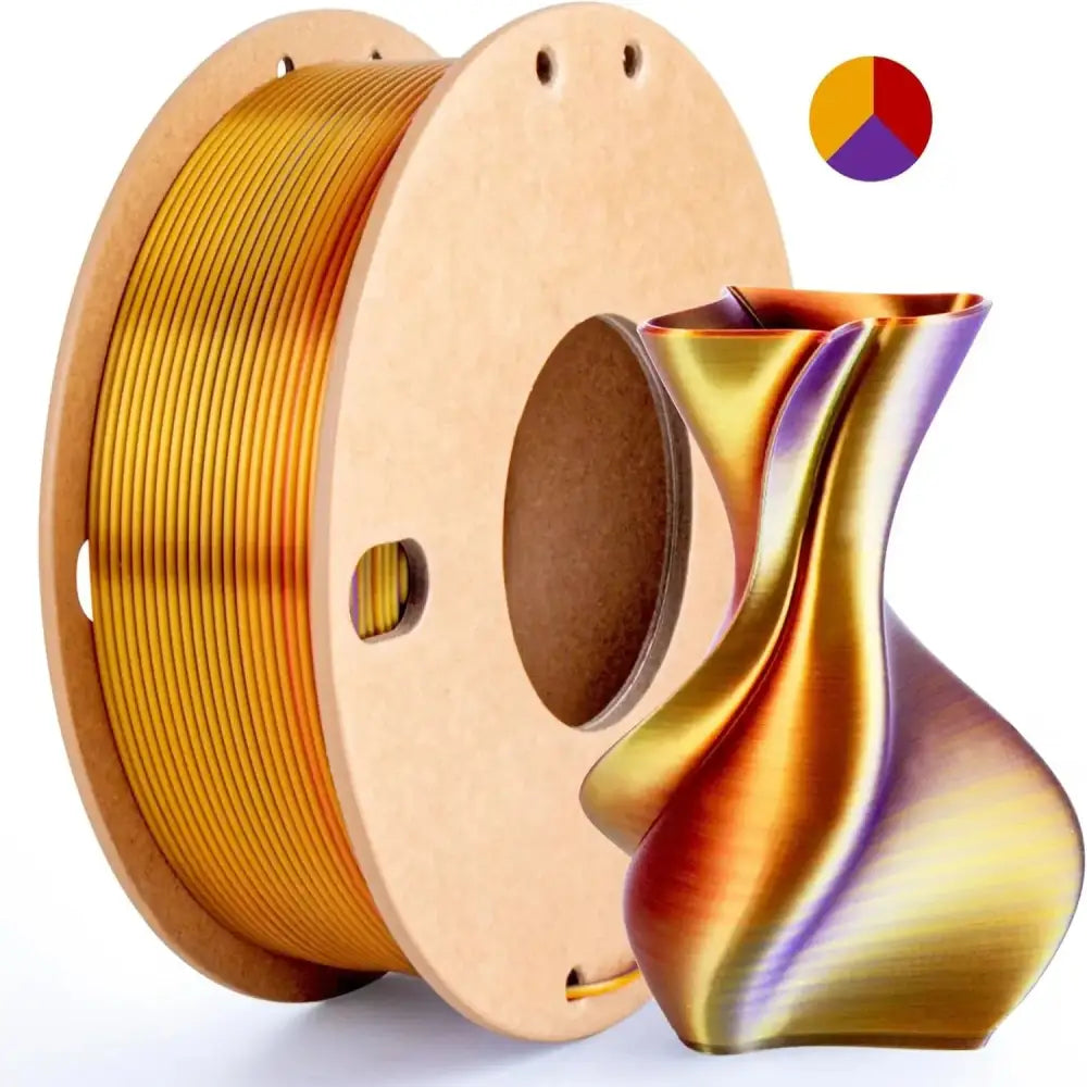 Dual/Tri-Colour Silk PLA 3D Printer Filament 1.75mm (250g) - Red Gold Purple / Fillament - SS