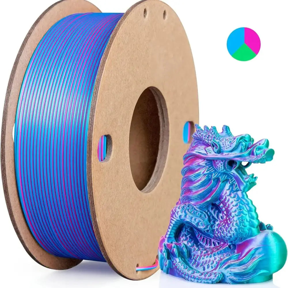 Dual/Tri-Colour Silk PLA 3D Printer Filament 1.75mm (250g) - Red Sky Blue / Fillament - SS