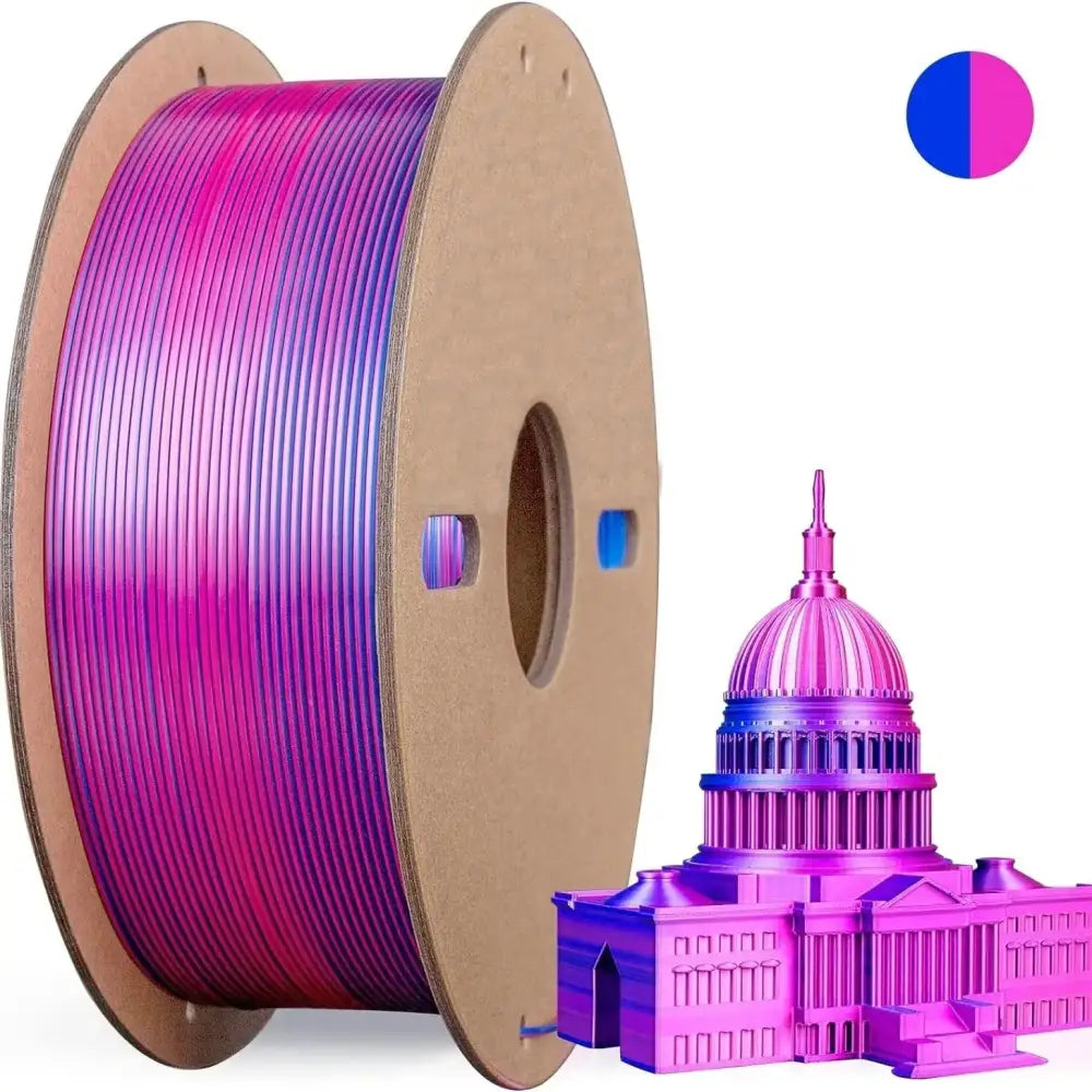 Dual/Tri-Colour Silk PLA 3D Printer Filament 1.75mm (250g) - Rose Red Dark Blue / Fillament - SS