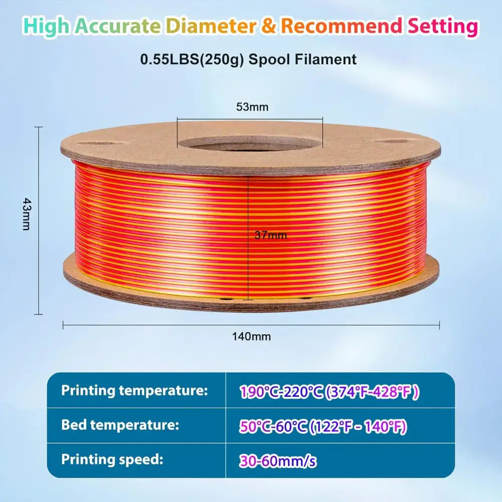 Dual/Tri-Colour Silk PLA 3D Printer Filament 1.75mm (250g) - SS