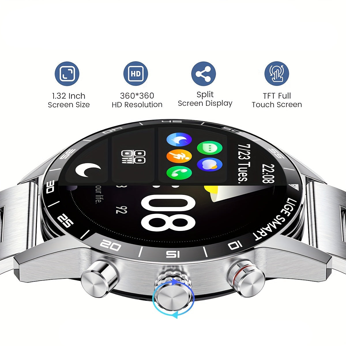 LIGE Smart Watch – 1.32" Full Touch Screen with Call Reminder, Fitness & Life Tracking (available in Black & Silver)