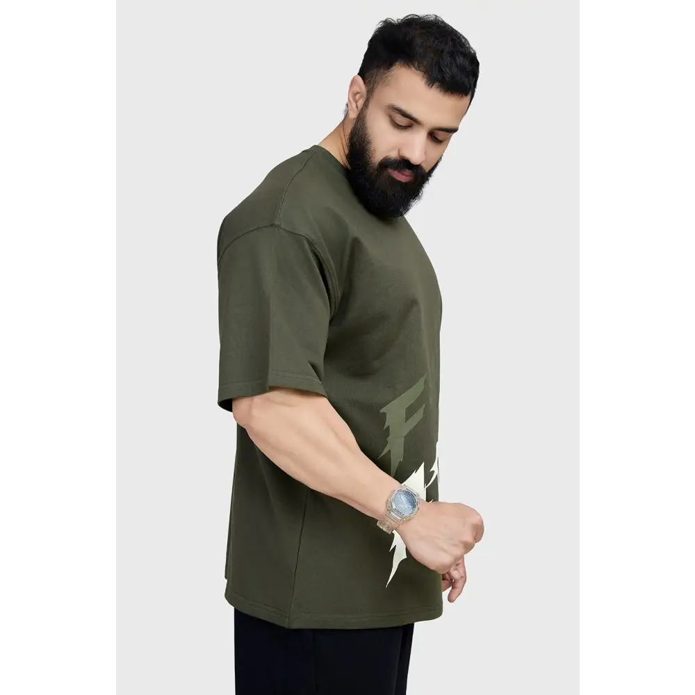 Edge Oversized T-shirt Olive - Tshirts