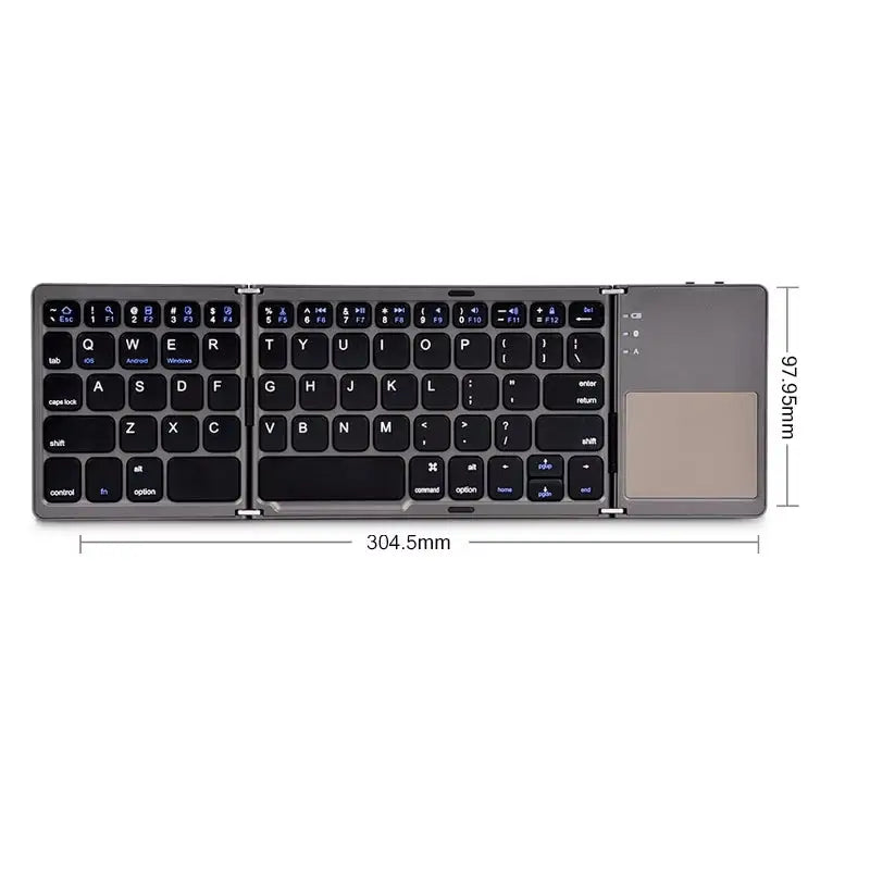 EDUP Wireless Bluetooth Folding Keyboard - Touchpad Black