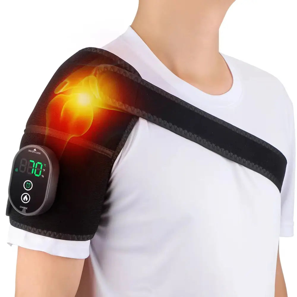 Electric Shoulder Massager with Heating and Vibration for Ultimate Relaxation and Comfort - Heating Only (Black)
