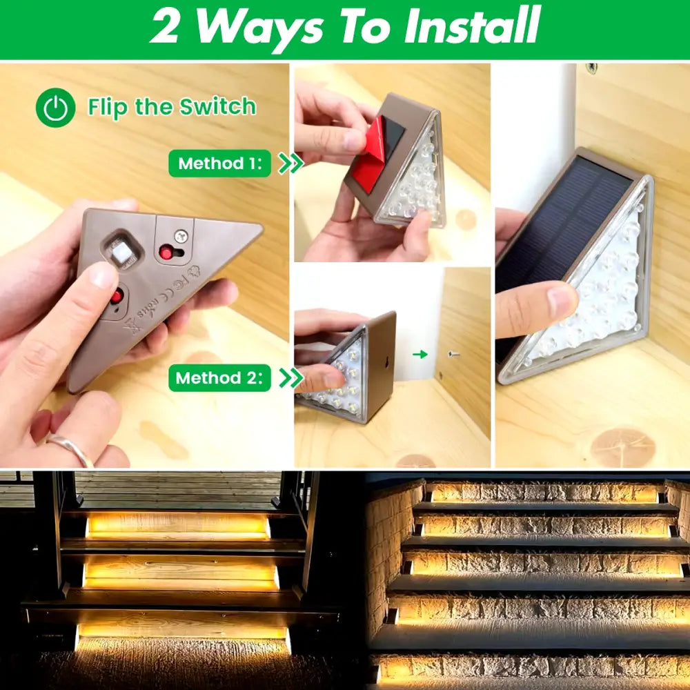 Elegant Outdoor Solar Step Lights - Waterproof IP67 Auto On/Off Illumination for Stairs Patios Yards and Sidewalks