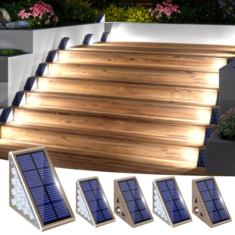 Elegant Outdoor Solar Step Lights - Waterproof IP67 Auto On/Off Illumination for Stairs Patios Yards and Sidewalks