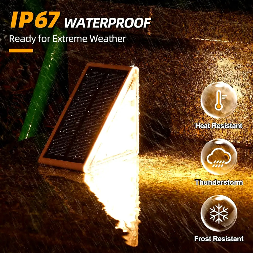Elegant Outdoor Solar Step Lights - Waterproof IP67 Auto On/Off Illumination for Stairs Patios Yards and Sidewalks