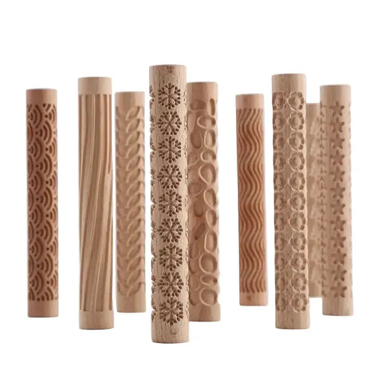 Embossed Wooden Rolling Pin for Clay & Pottery (different types available) - SS
