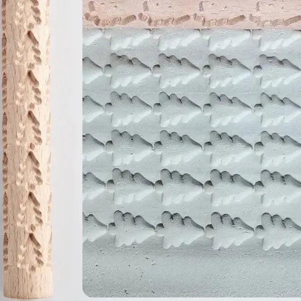 Embossed Wooden Rolling Pin for Clay & Pottery (different types available) - Set - 5 / Rolling Pin - SS