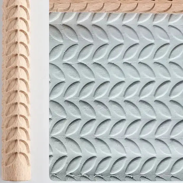 Embossed Wooden Rolling Pin for Clay & Pottery (different types available) - Set - 2 / Rolling Pin - SS