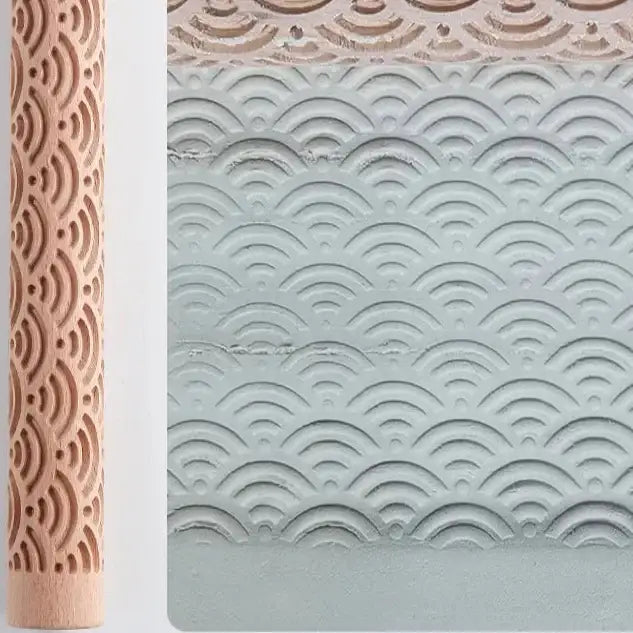 Embossed Wooden Rolling Pin for Clay & Pottery (different types available) - Set - 3 / Rolling Pin - SS