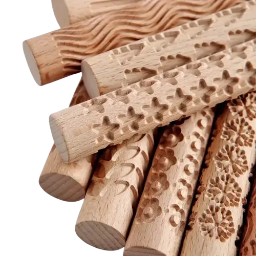 Embossed Wooden Rolling Pin for Clay & Pottery (different types available) - SS