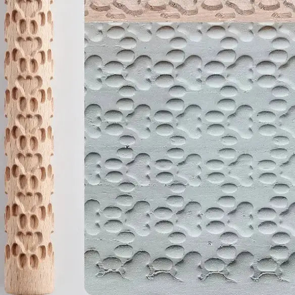 Embossed Wooden Rolling Pin for Clay & Pottery (different types available) - Set - 10 / Rolling Pin - SS