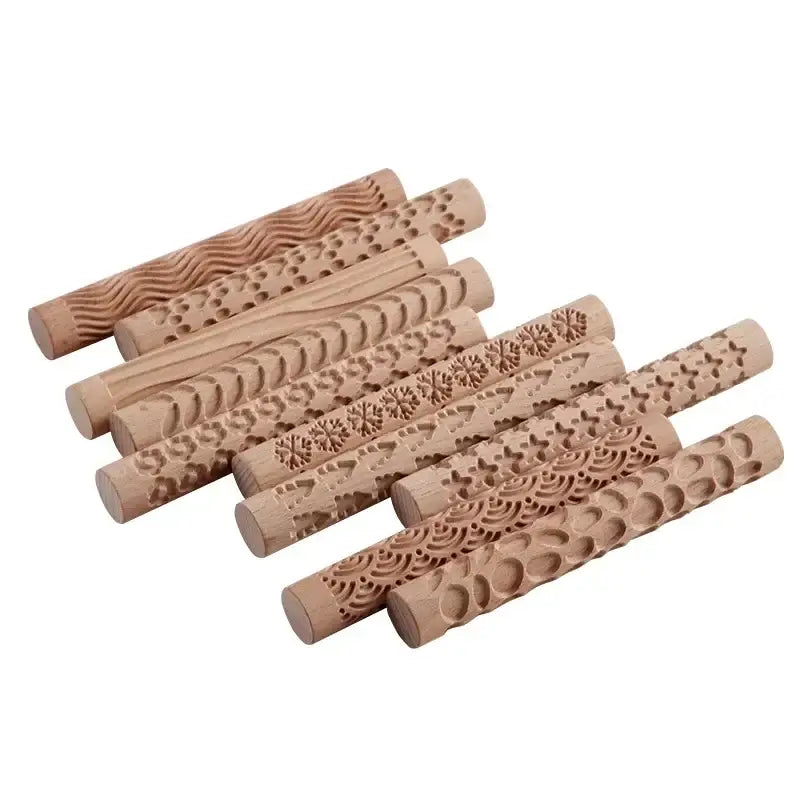 Embossed Wooden Rolling Pin for Clay & Pottery (different types available) - SS