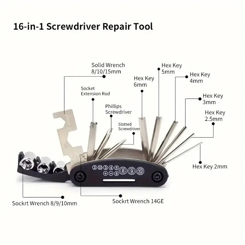 Emergency Bike Tire Repair Kit - Portable Set with Glueless Patches Iron Levers Tire Rasp & Pump for Mountain/Road