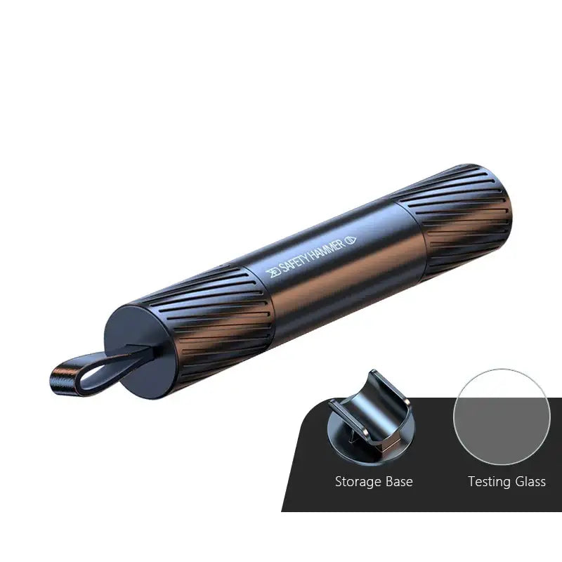 Emergency Rescue Tool: Essential 2-in-1 Car Glass Breaker and Seatbelt Cutter with Durable Tungsten Steel Hammer - Black