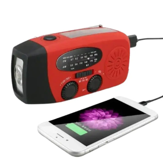 Emergency Solar Hand Crank Radio with Flashlight & Power Bank - SS