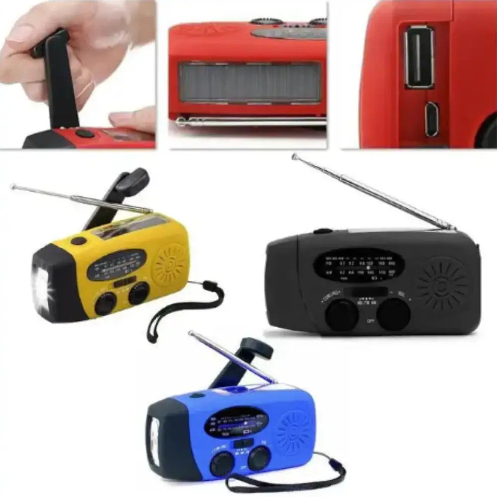Emergency Solar Hand Crank Radio with Flashlight & Power Bank - SS