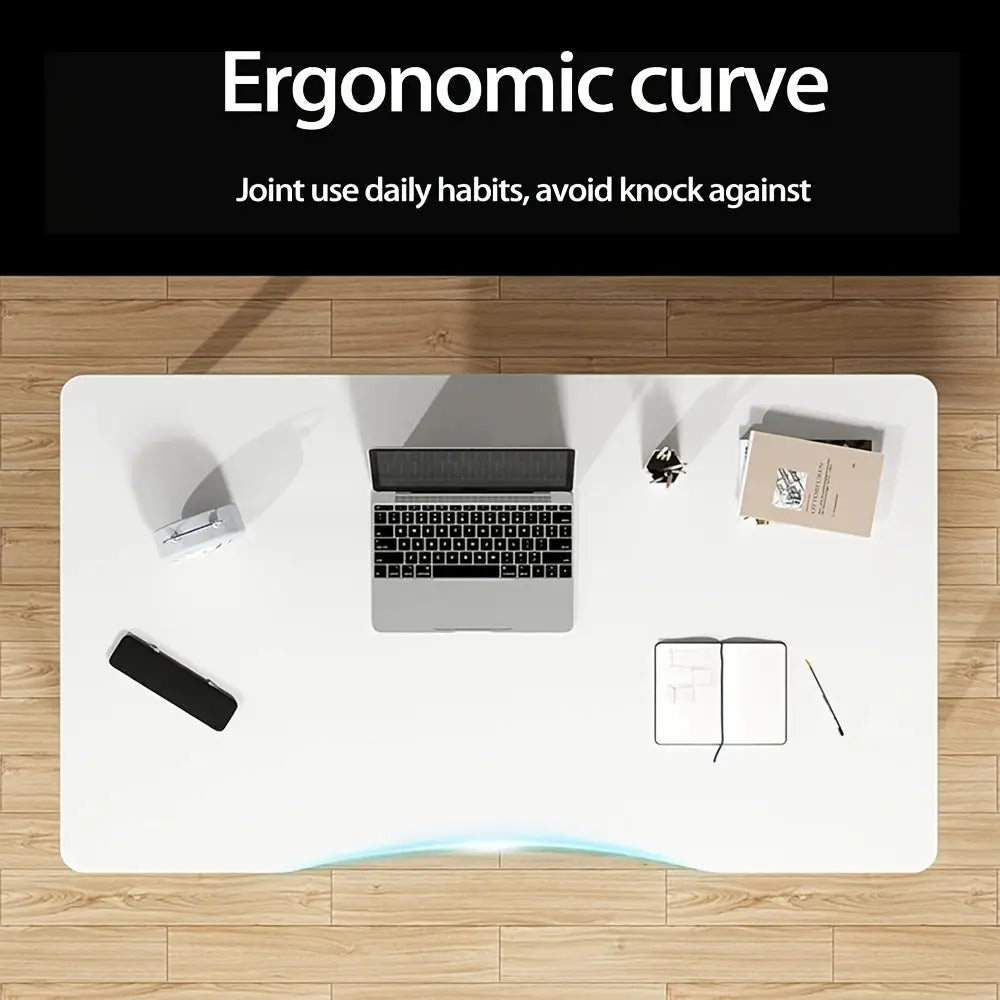 Ergonomic Office Desk with Rounded Corners - White - SS