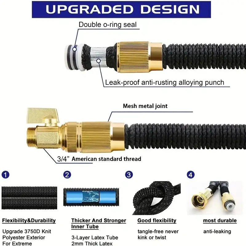 Expandable High-Pressure Garden Water Hose with 3/4’’ Bimetallic Joint (different sizes available) - SS