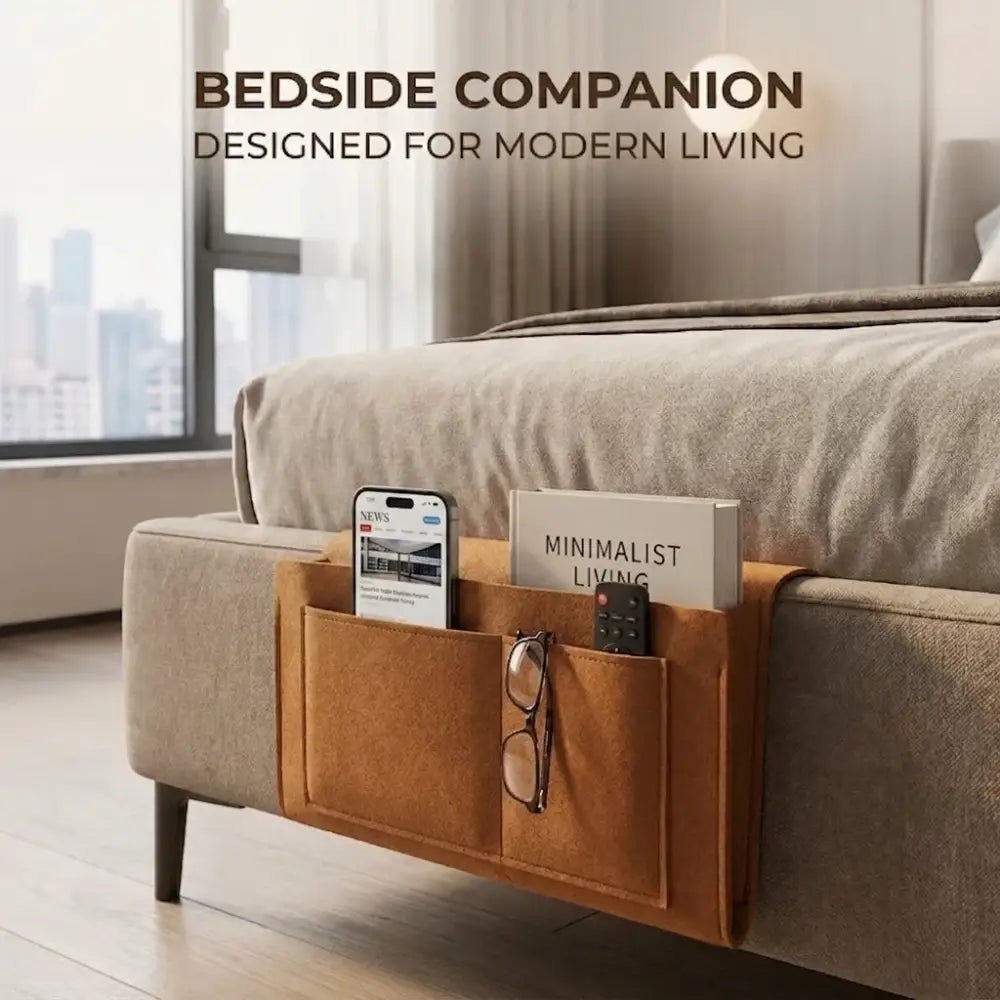 Felt Bedside Hanging Storage Caddy Multi‑Pocket Sofa Organizer for TV Remote Portable Bed Storage Pouch for Bedroom
