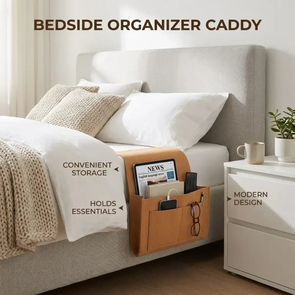 Felt Bedside Hanging Storage Caddy Multi‑Pocket Sofa Organizer for TV Remote Portable Bed Storage Pouch for Bedroom