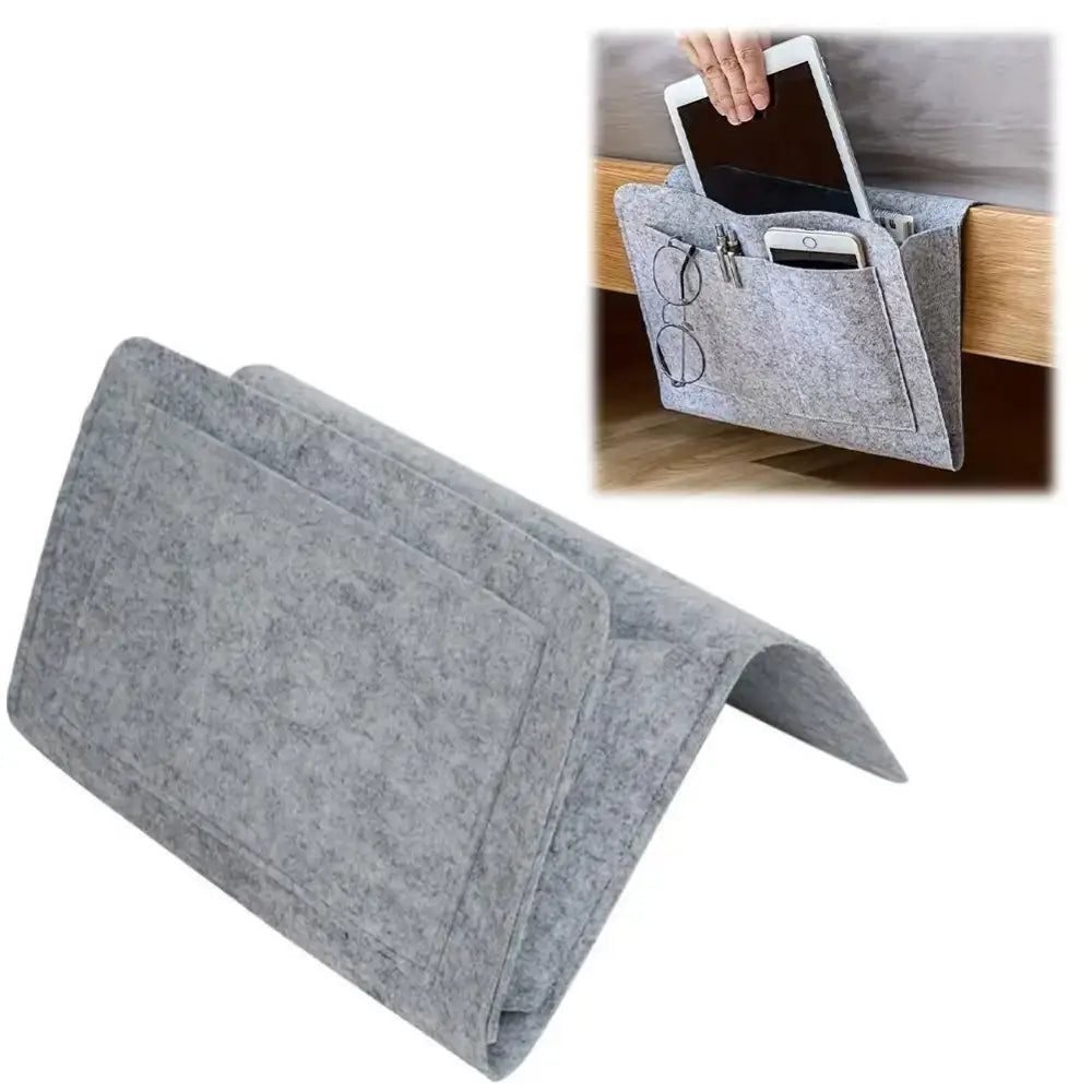 Felt Bedside Storage Bag Pouch Bed Desk Bag Sofa TV Remote Control Hanging Caddy Couch Storage Organizer Bed Holder