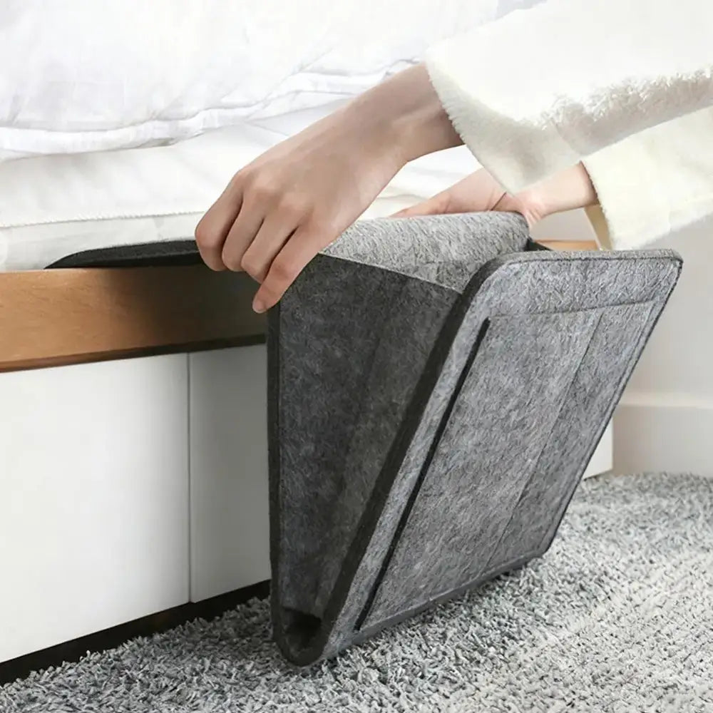 Felt Bedside Storage Bag Pouch Bed Desk Bag Sofa TV Remote Control Hanging Caddy Couch Storage Organizer Bed Holder