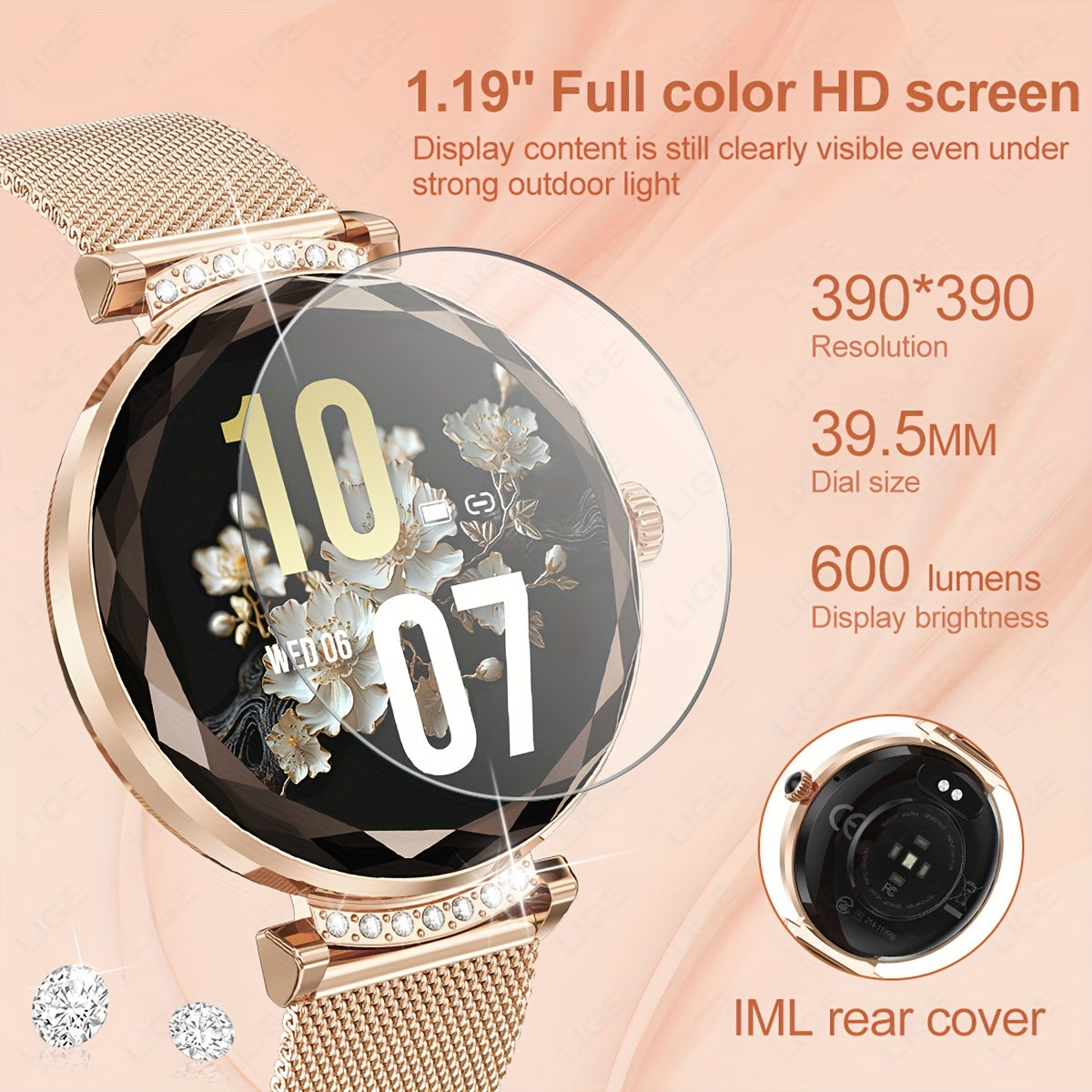 LIGE Women's Smart Watch – HD Display, Sports Tracker (2 colours available)