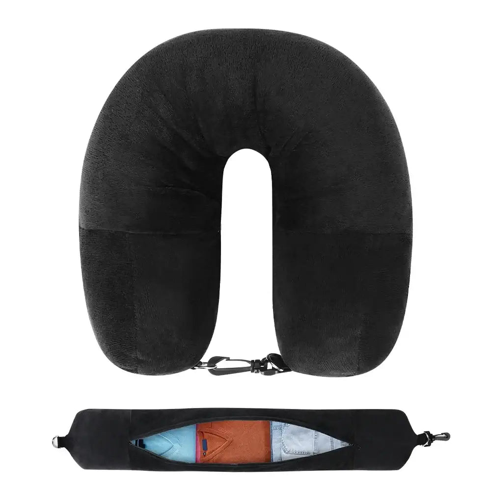 Fillable U-Shaped Travel Neck Pillow (available in 3 colours) - Black / 1Pc / Neck Pillow - SS