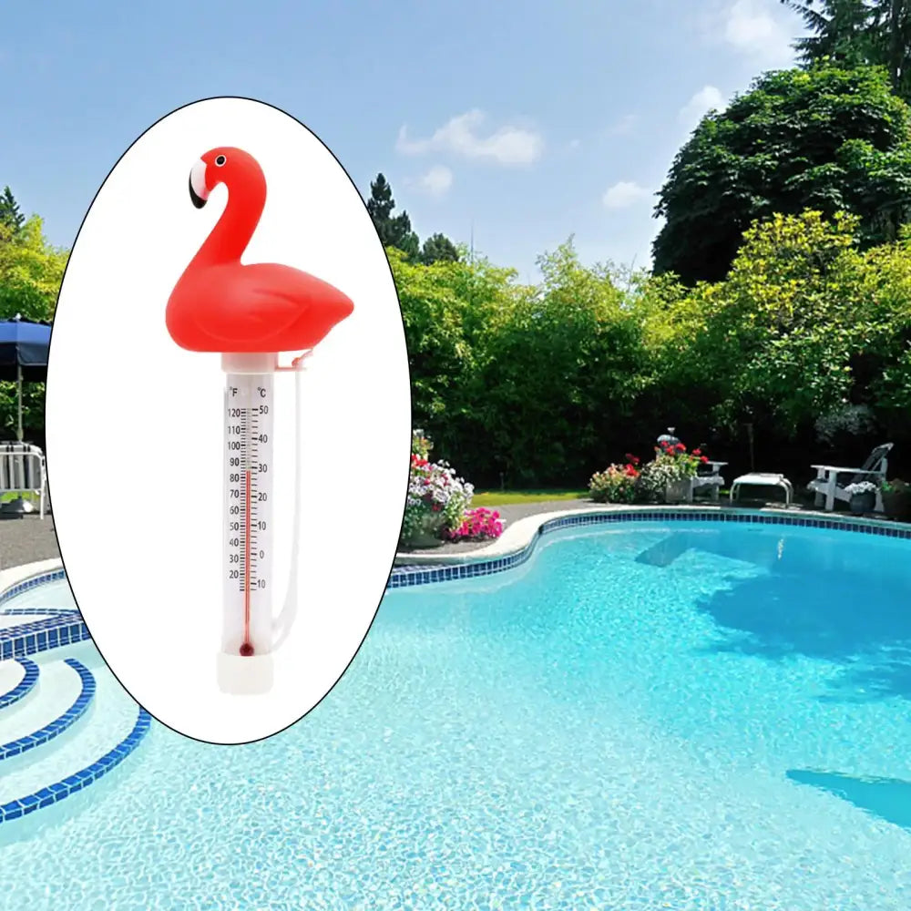 Floating Pool Thermometer Flamingo Gauge SPA Shatter Resistant with String Water Thermometer for Aquariums,Baby