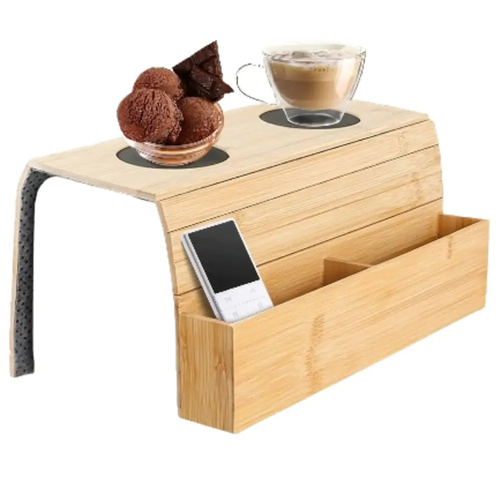 Foldable Bamboo Sofa Armrest Table with Cup Holder (2 colours available) - SS